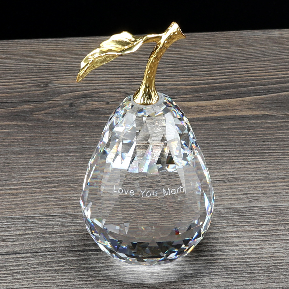 水晶工艺品_水晶梨形厂家纯手工多刻面工艺水晶工艺品家居装饰摆件 -